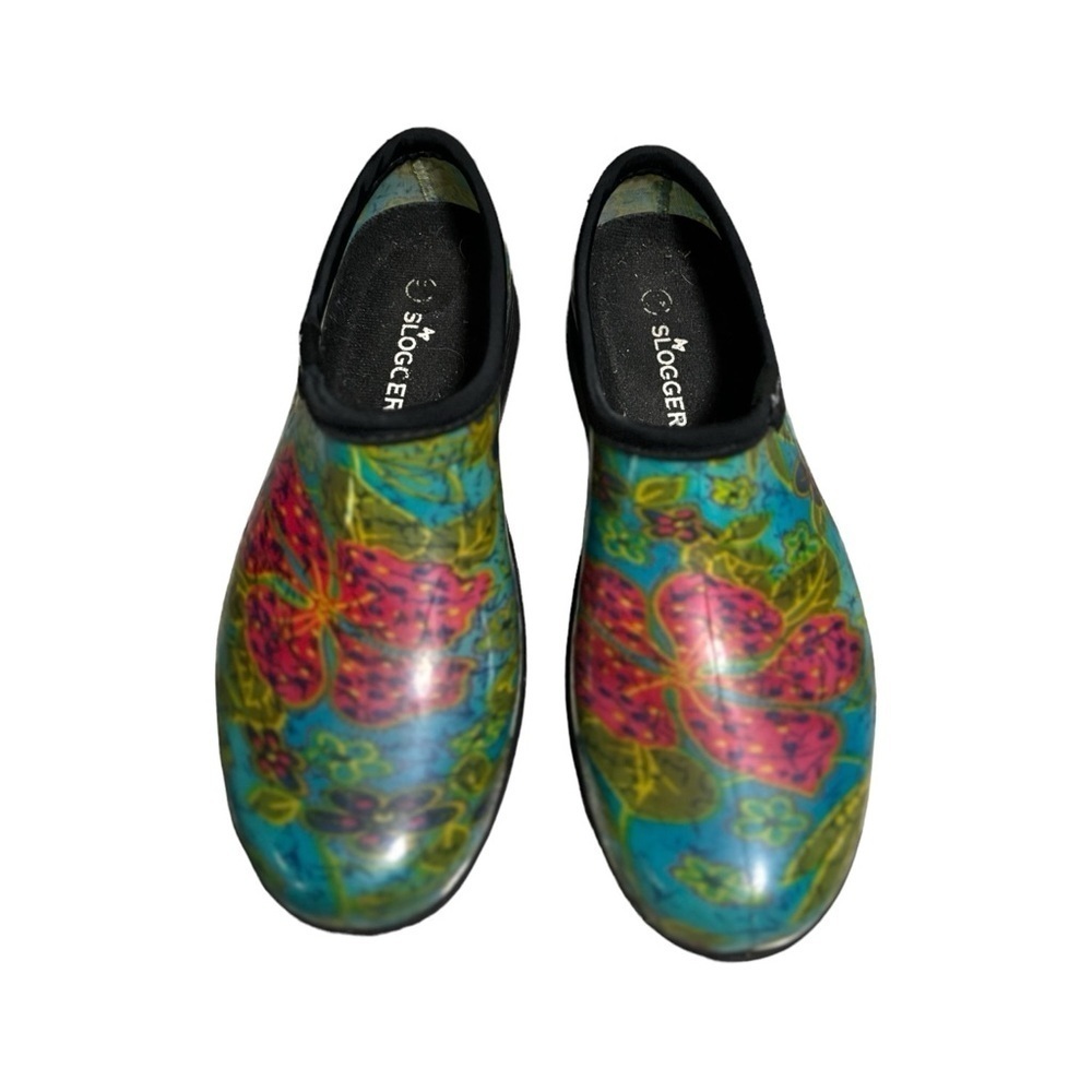 Sloggers Floral Rain Shoes Size 10 Waterproof Slip On Rubber Gardening Shoes - Picture 11 of 13